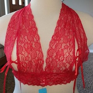Red lace open cup halter 5X/6X Hips and Curves
